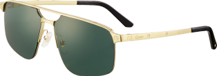 Santos de Cartier太阳眼镜 抛光镀金饰面金属，绿色镜片