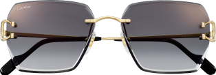Signature C de Cartier Sunglasses Smooth golden-finish metal, grey lenses