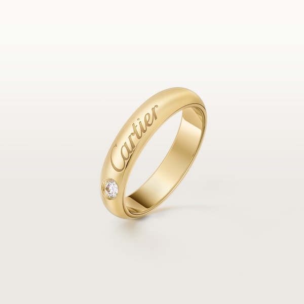 C de Cartier wedding ring, 4 mm width, 1 diamond Yellow gold, diamond