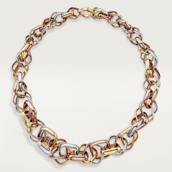 Trinity cushion necklace, extra-large model White gold, yellow gold, rose gold