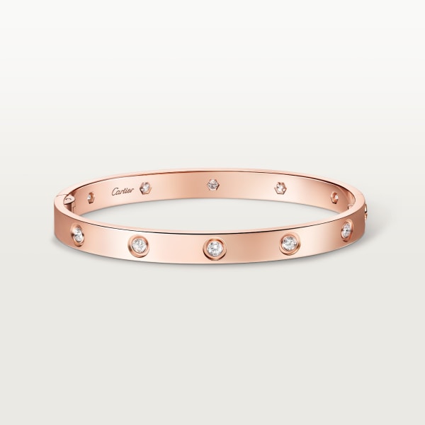 Love bracelet, classic model, 10 diamonds, one screw closure Rose gold, diamonds