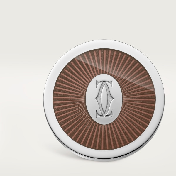 Double C de Cartier cufflinks Sterling silver, palladium finish, translucent brown lacquer