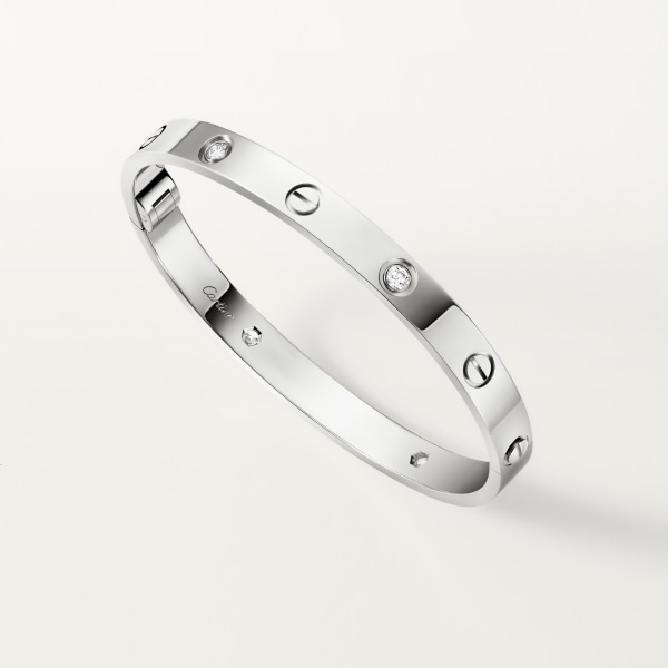 Love bracelet, classic model, 4 diamonds, one screw closure White gold, diamonds