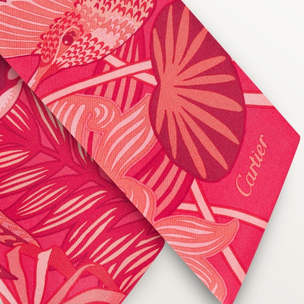 Panther in the Jungle headband Red and coral silk twill