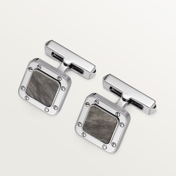 Santos de Cartier cufflinks Sterling silver, palladium finish, obsidian