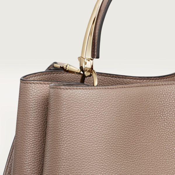 Medium model handle bag, Panthère de Cartier Clay-coloured grained calfskin