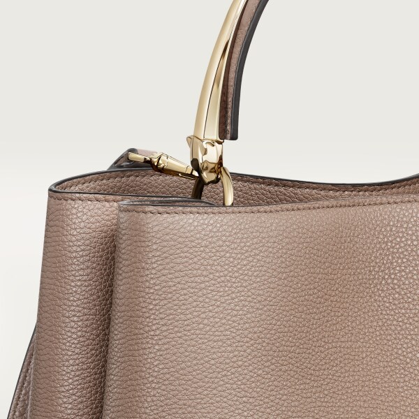 Medium model handle bag, Panthère Double de Cartier Clay-coloured grained calfskin