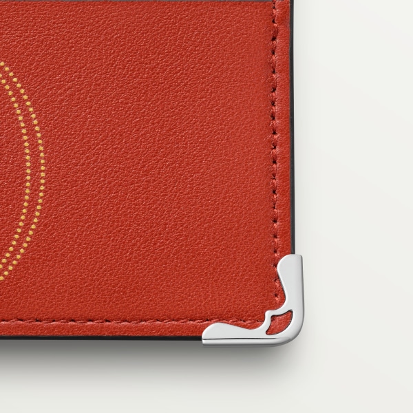 Must de Cartier Small Leather Goods, compact wallet Smooth terracotta dots calfskin, palladium finish