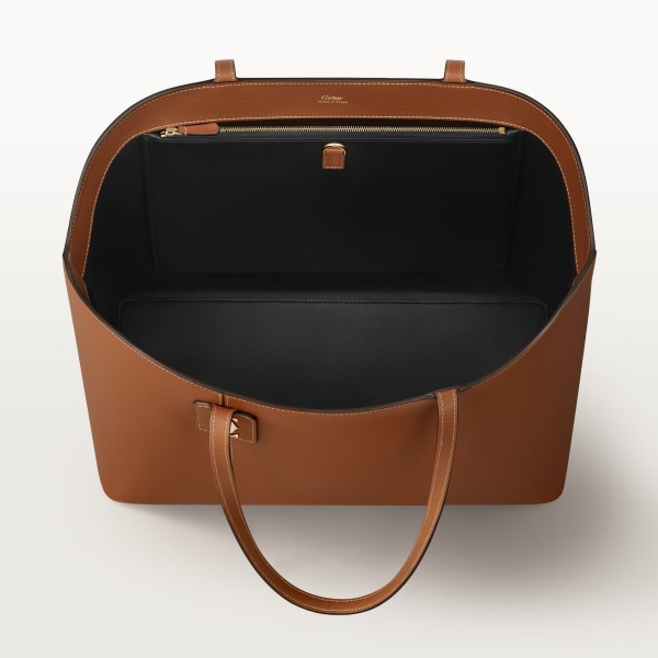  Tote bag, C de Cartier Caramel grained calfskin, golden finish
