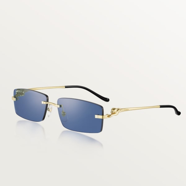 Panthère de Cartier太阳眼镜 抛光镀金饰面金属，蓝色镜片