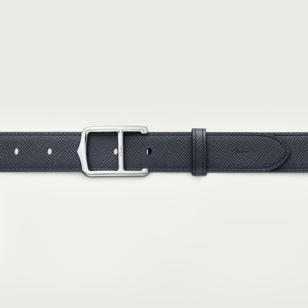 C Belt Navy blue/charcoal grey cowhide, palladium-finish buckle