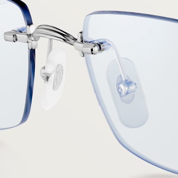 Sunglasses, Classic C de Cartier motif Smooth platinum-finish metal, blue photochromic lenses