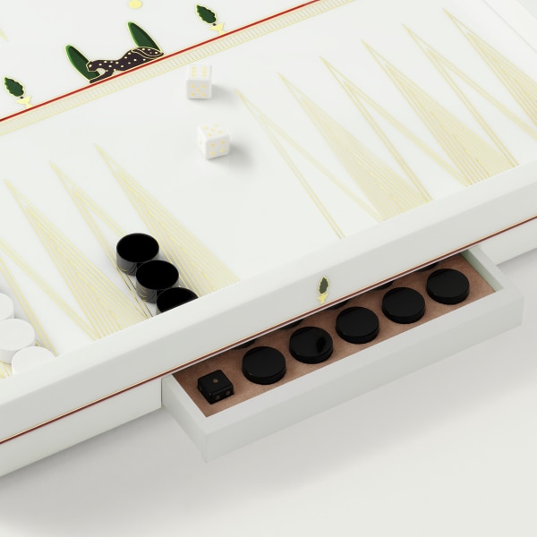 Backgammon game with panther motif Lacquered wood