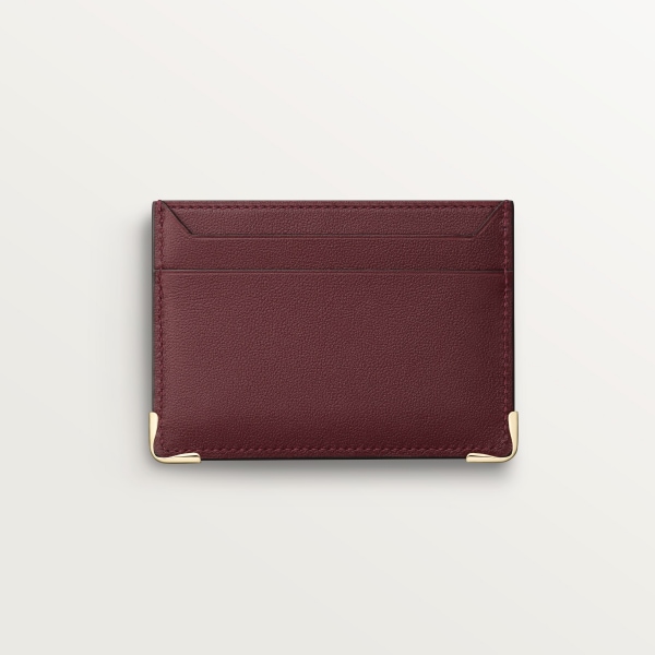 Double card holder, Must de Cartier XL logo perforated burgundy calfskin, golden finish