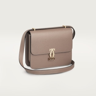 Mini model shoulder bag, C de Cartier Clay-coloured textured calfskin, golden finish
