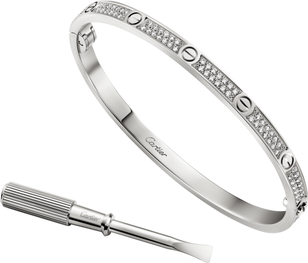 Love bracelet, small model, paved White gold, diamonds