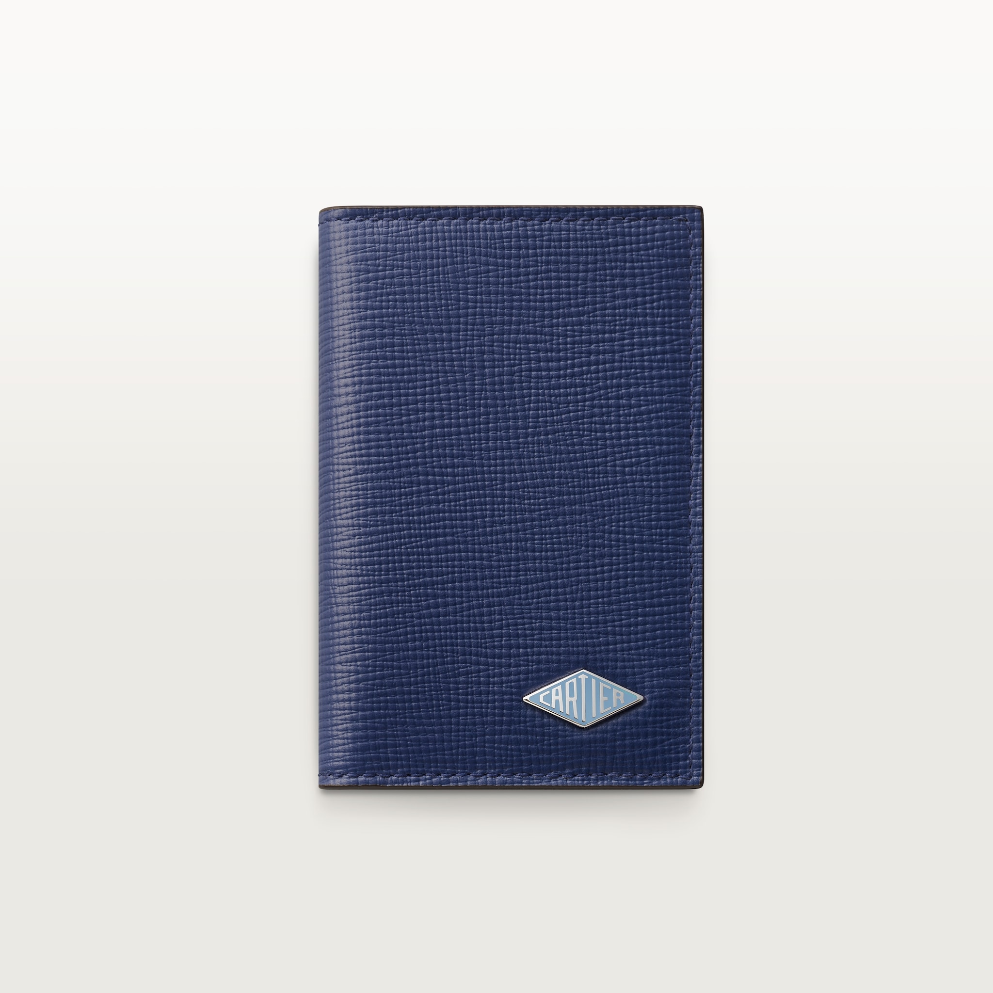 Four-credit card holder, Cartier LosangeDeep blue calfskin, palladium finish and enamel