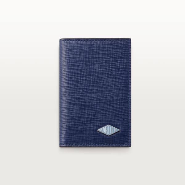 Four-credit card holder, Cartier Losange Deep blue calfskin, palladium finish and enamel