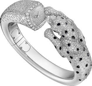 Panthère Jewelry Watch Quartz movement, white gold, onyx, emeralds, diamonds