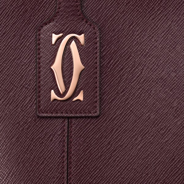 Mini tote bag, C de Cartier Grape textured calfskin, embroidery, rose golden finish