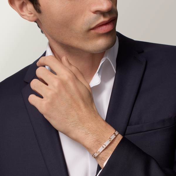 Love bracelet, classic model, paved Rose gold, diamonds