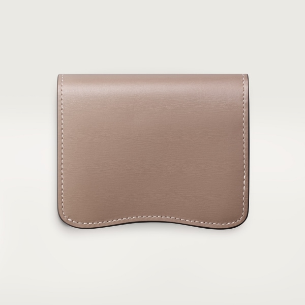 Bifold wallet, Panthère C de Cartier Clay-coloured grained calfskin, golden finish