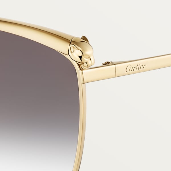 Panthère de Cartier Sunglasses Smooth golden-finish metal, grey lenses