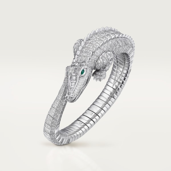 Faune et Flore de Cartier bracelet, paved White gold, emeralds, diamonds