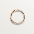Trinity ring, small model, semi-paved White gold, yellow gold, rose gold, diamonds