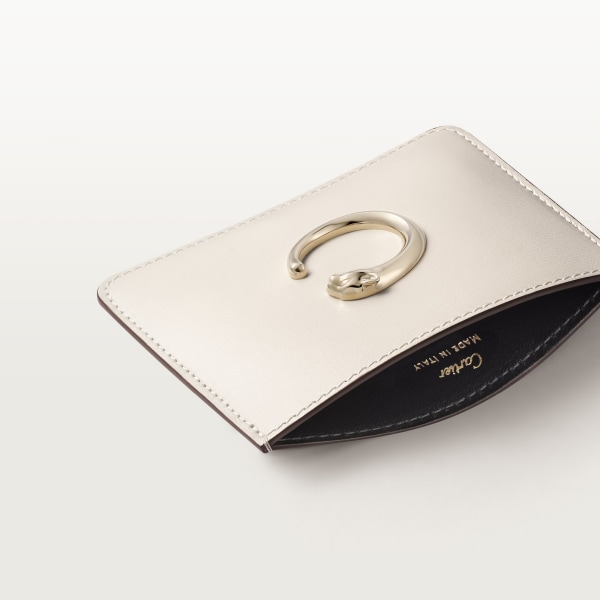 Simple card holder, Panthère C de Cartier Salt white calfskin, golden finish