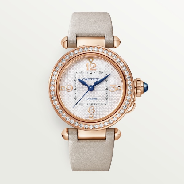 Pasha de Cartier watch 35 mm, automatic movement, rose gold, interchangeable leather straps