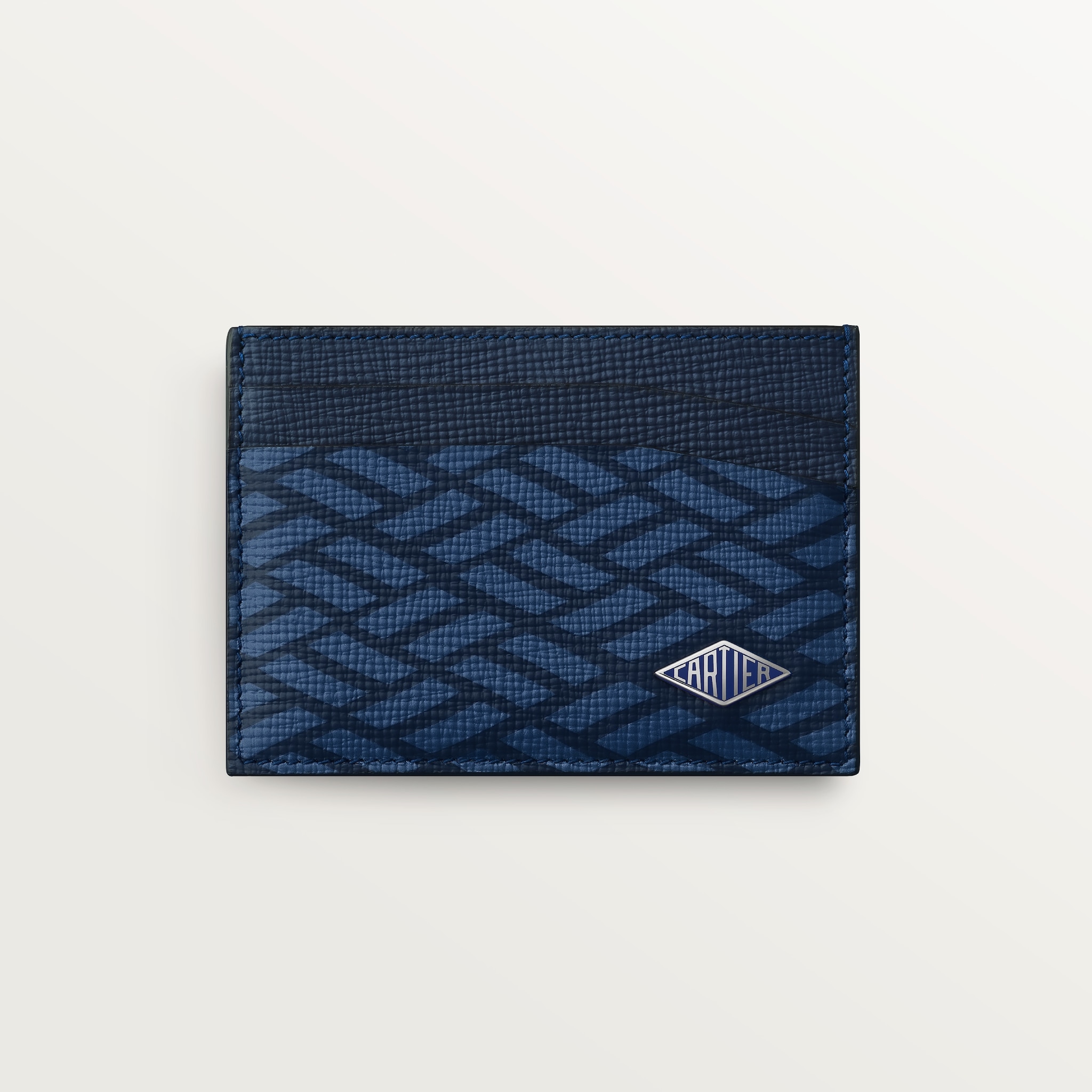 Double card holder, Cartier LosangeMimosa yellow calfskin, embossed with Cartier signature motif, palladium finish