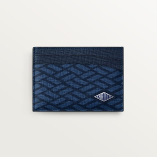 Double card holder, Cartier Losange Mimosa yellow calfskin, embossed with Cartier signature motif, palladium finish