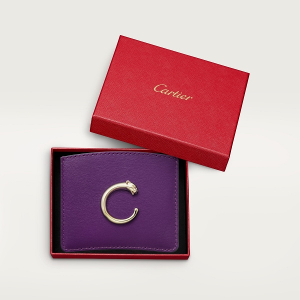 Panthère de Cartier Small Leather Goods, Card holder Purple calfskin, golden finish