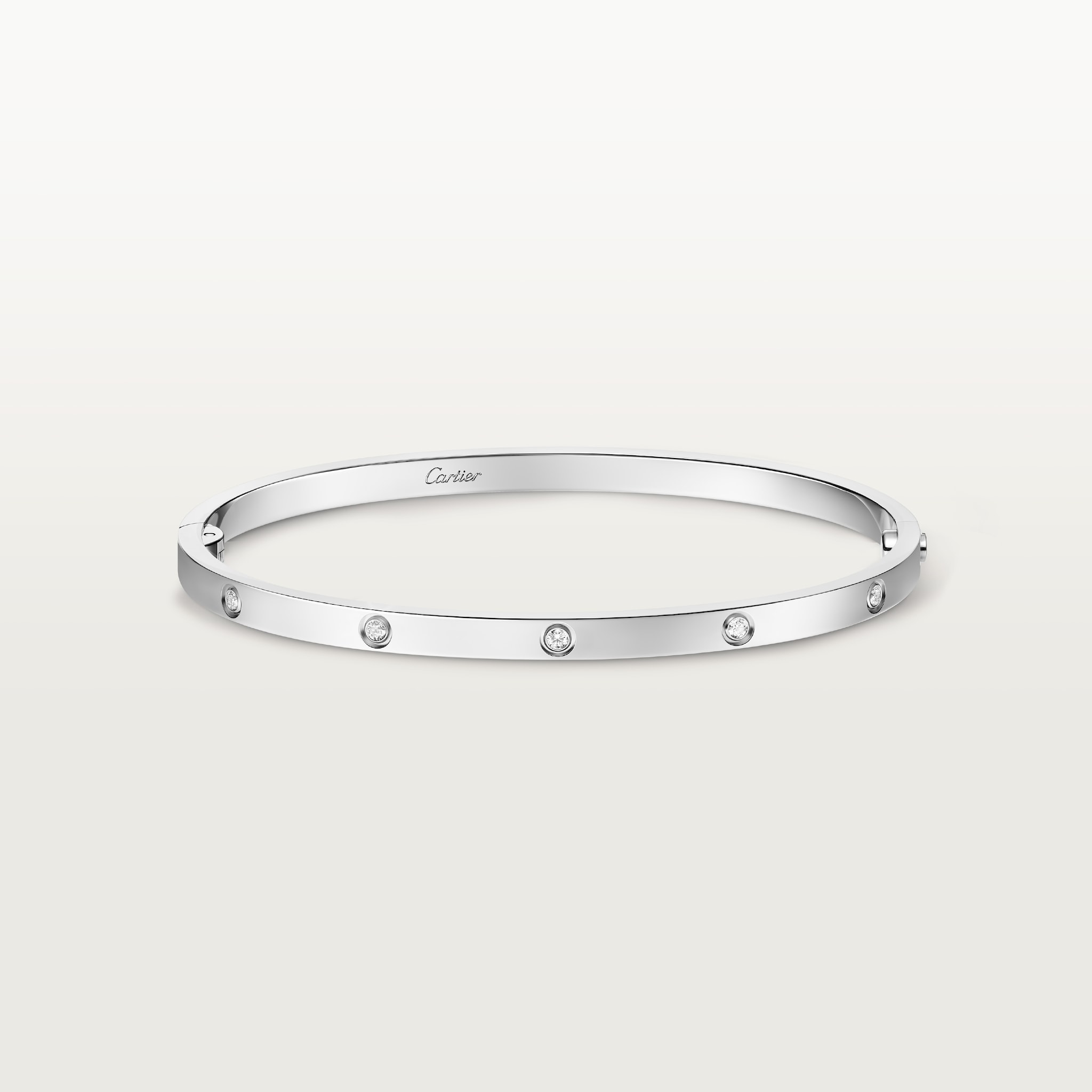 Love bracelet, small model, 10 diamondsWhite gold, diamonds