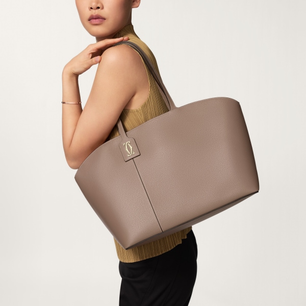 Tote bag, C de Cartier Clay-coloured grained calfskin, golden finish