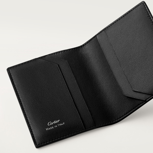 4 credit card holder, Panthère de Cartier Black embossed calfskin, palladium finish