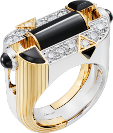 Géométrie & Contrastes ring, onyx, paved Yellow gold, white gold, onyx, diamonds