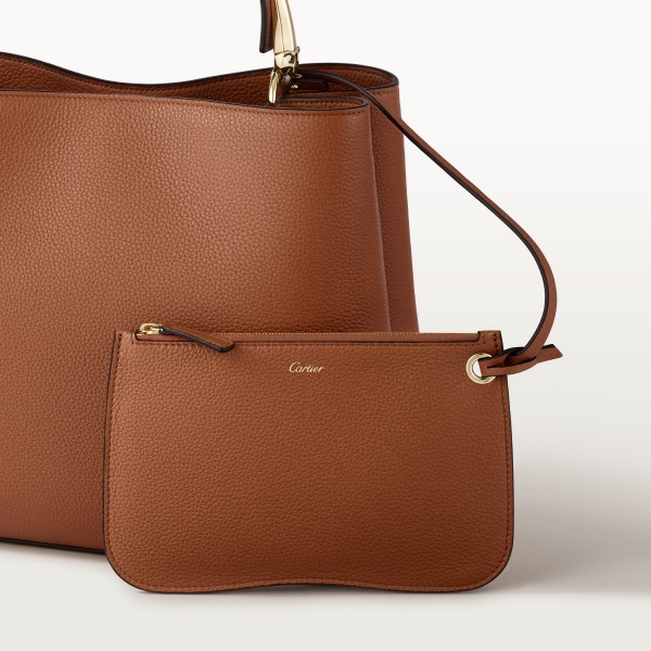 Medium model handle bag, Panthère de Cartier Caramel grained calfskin