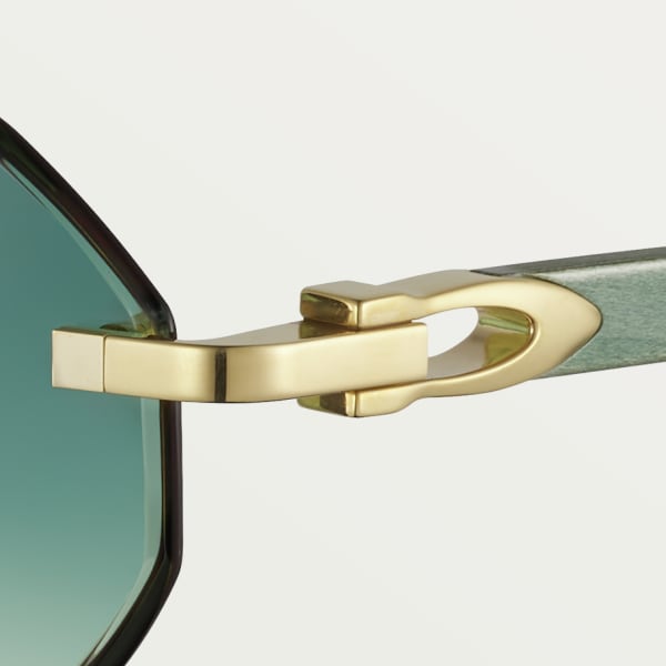 Signature C de Cartier sunglasses Smooth golden-finish metal, green lenses