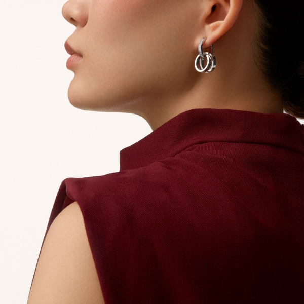 Love earrings, transformable, semi-paved White gold, diamonds