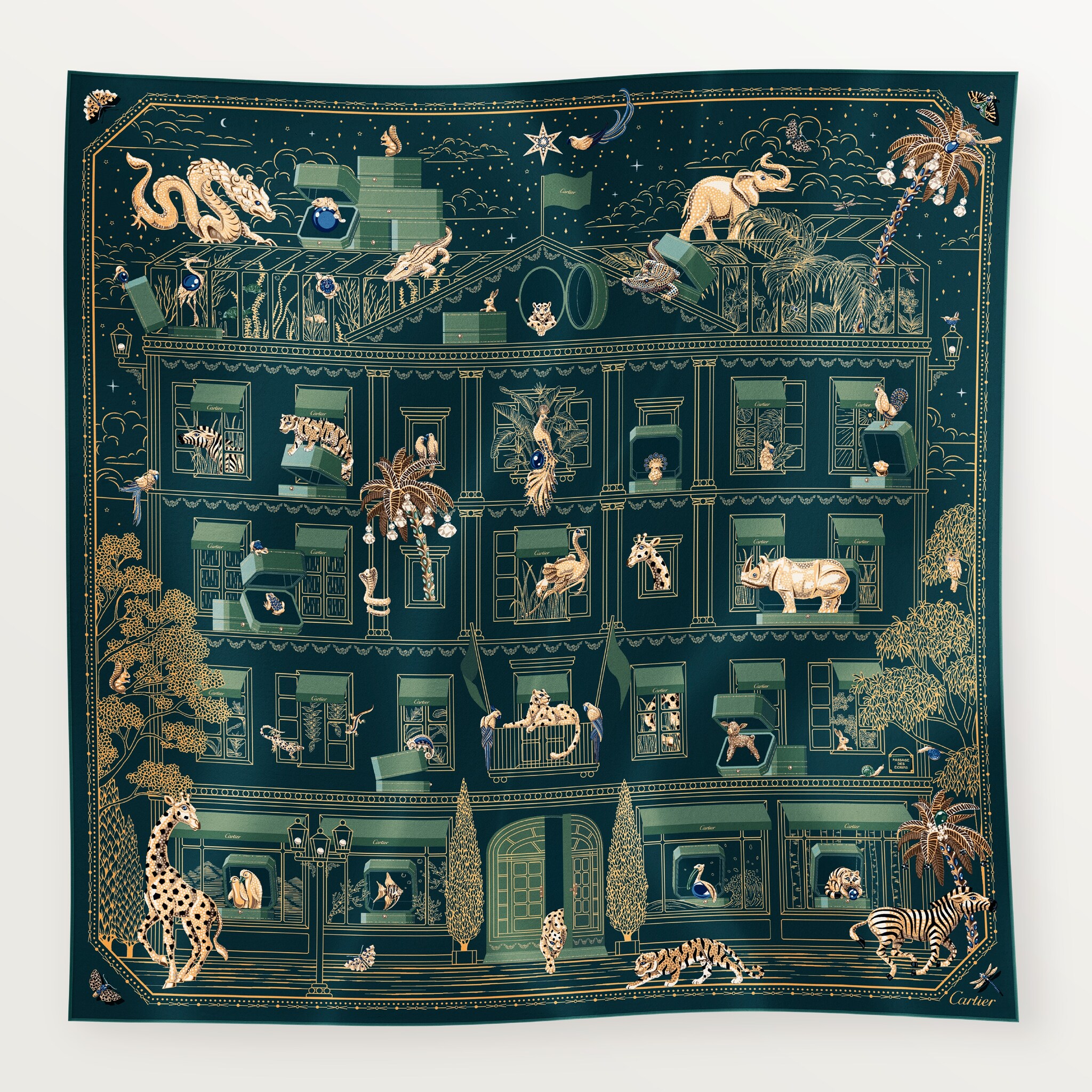 90 scarf, Precious AddressGreen tea silk twill