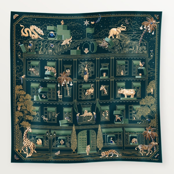90 scarf, Precious Address Green tea silk twill