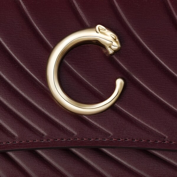 Wallet, Panther C Grape calfskin, embossed Cartier signature motif, golden finish
