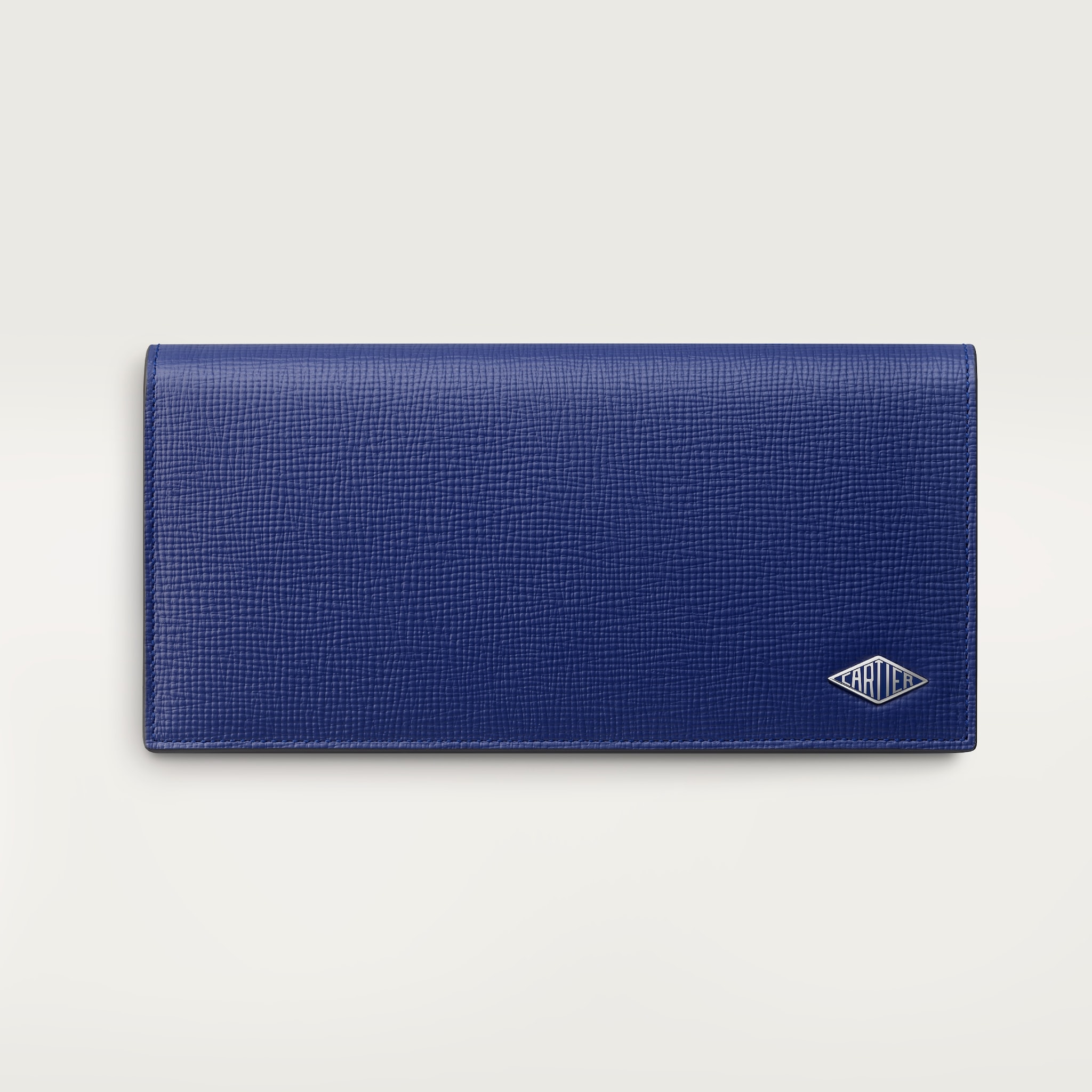 International wallet with zip, Cartier LosangeInk-coloured grained calfskin, palladium finish and ink-coloured enamel