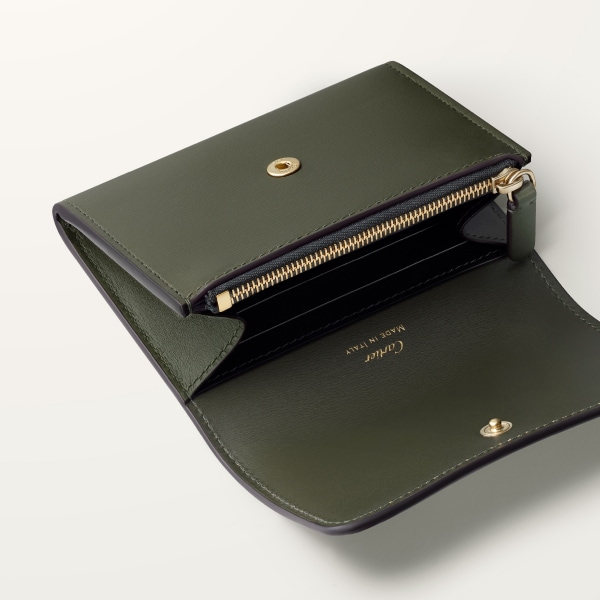 Wallet, Panther C Green tea calfskin, golden finish
