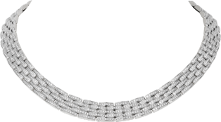 Maillon Panthère fine necklace, 5 diamond-paved rows White gold, diamonds