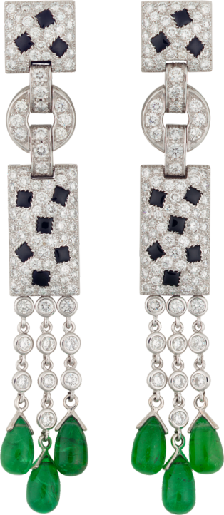 Panthère de Cartier earrings White gold, emeralds, onyx, diamonds