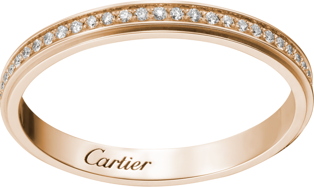 Cartier d'Amour结婚对戒玫瑰金，钻石