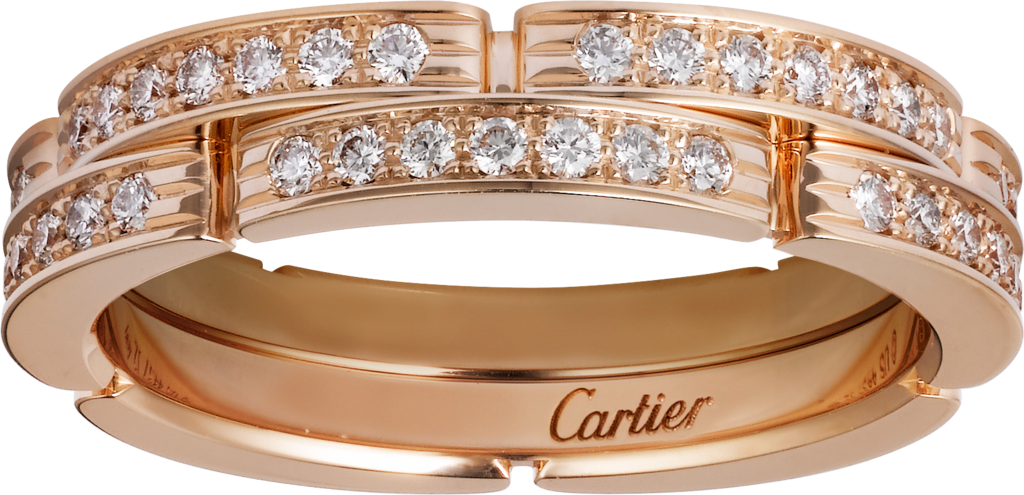 Maillon Panthère双排结婚对戒，半铺镶钻石玫瑰金，钻石